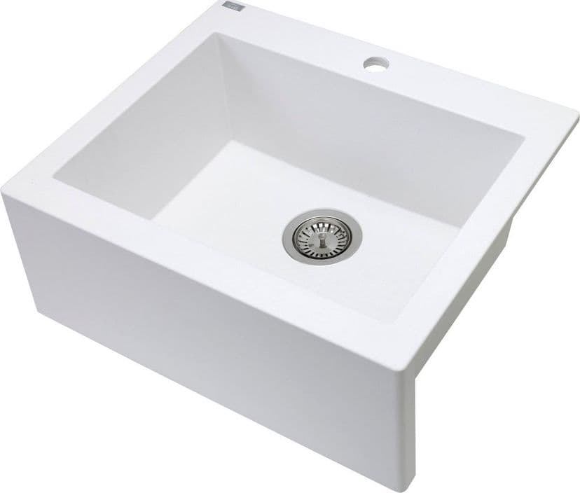 Lavello a vasca singola con grembiule – lavello ceramica 63×49 cm, sifone salvaspazio incluso - 5