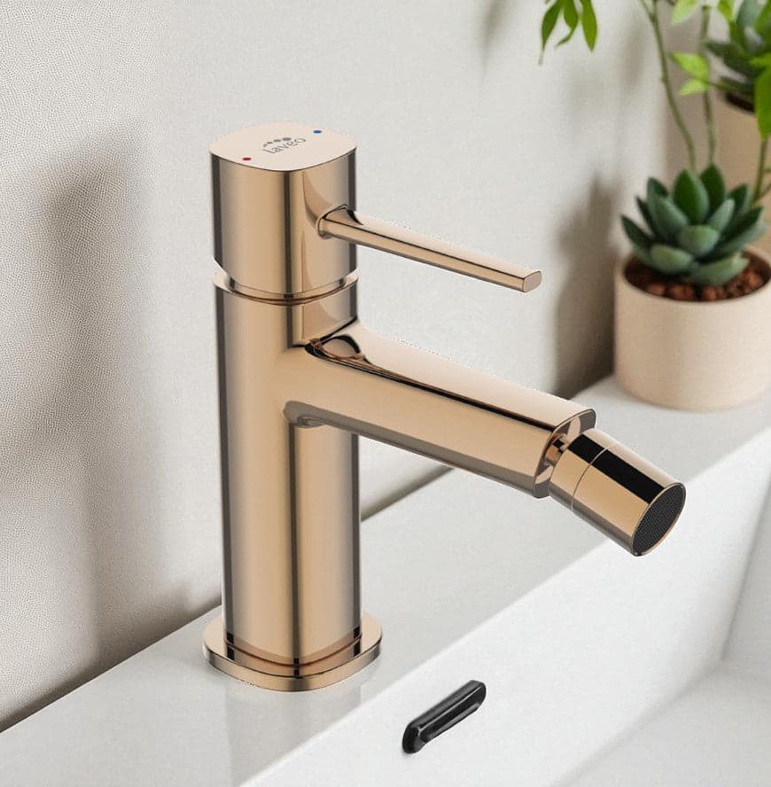Miscelatore bidet da appoggio  – design elegante con leve sottili e regolazione getto, oro rosa - 2