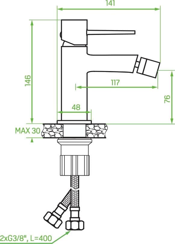 Miscelatore bidet da appoggio con piletta – design moderno cromato - 2