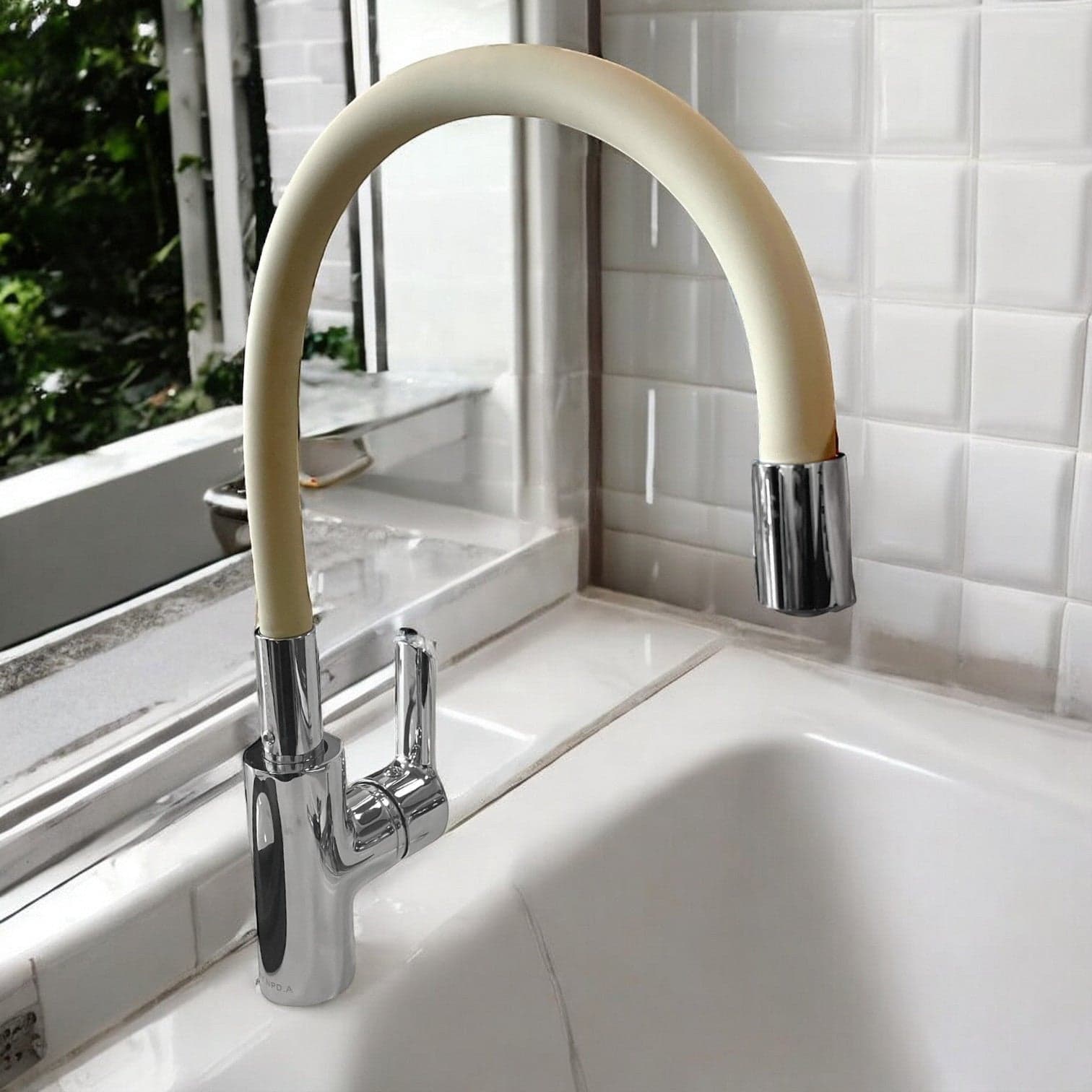 Miscelatore cucina con canna di gomma flessibile beige/tortora - 4