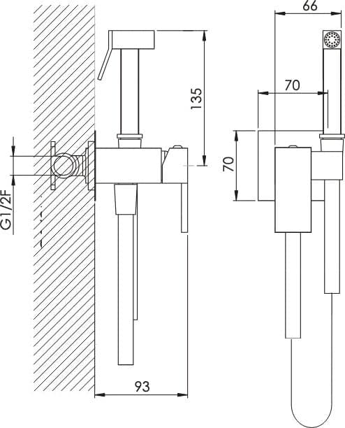 Miscelatore idroscopino bidet incasso nero opaco quadrato - 2