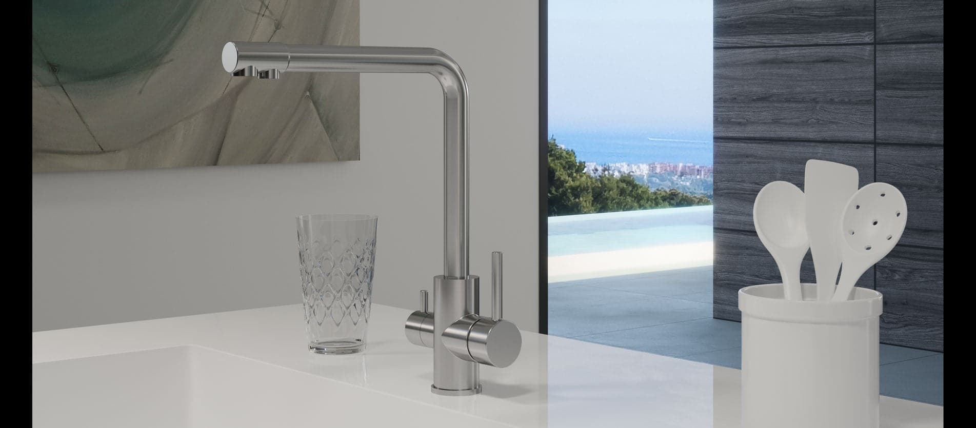 Miscelatore in acciaio inox con attacco depuratore doppia uscita - 4