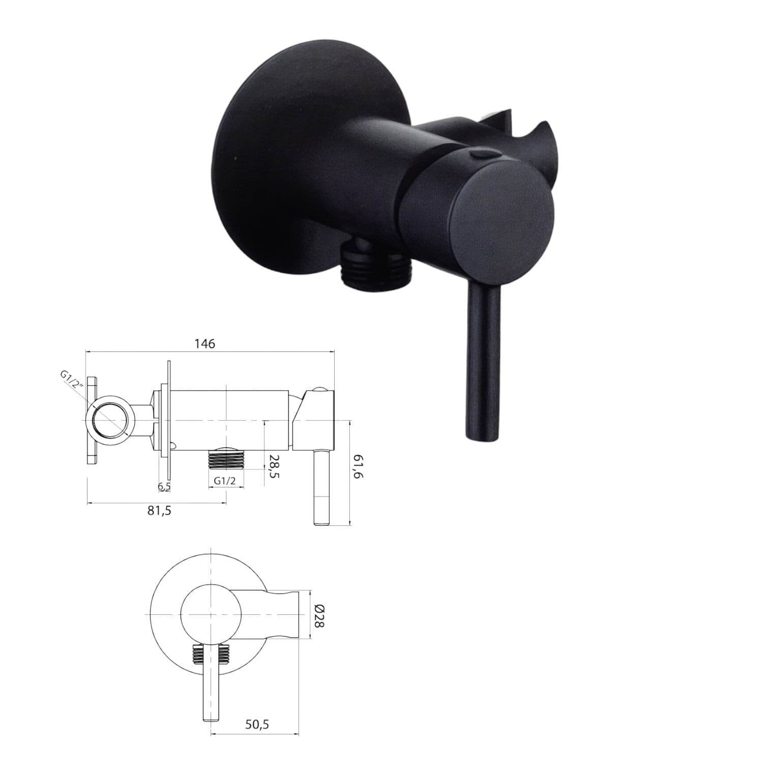 Miscelatore incasso con supporto integrato nero opaco - 2
