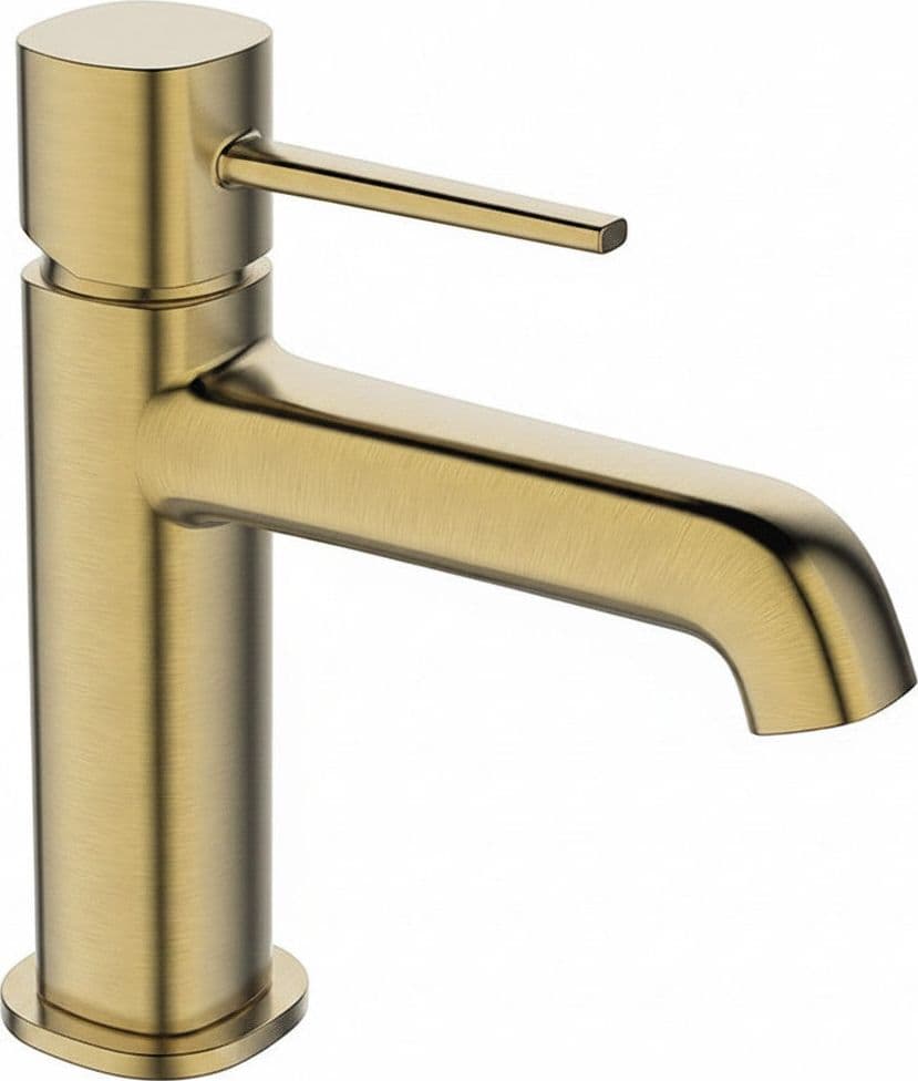 Miscelatore lavabo da appoggio con tappo click-clack – design moderno, finitura oro spazzolato