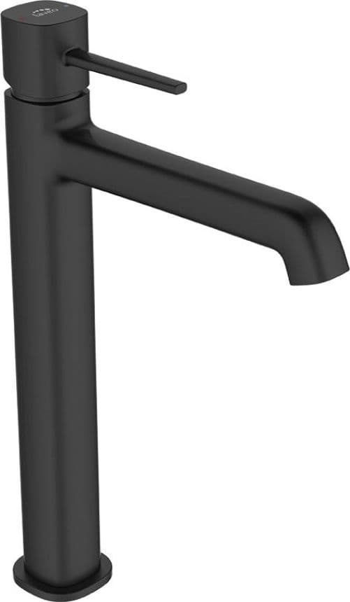 Miscelatore lavabo da appoggio – design elegante con leve sottili, aeratore regolabile e finitura nera opaca