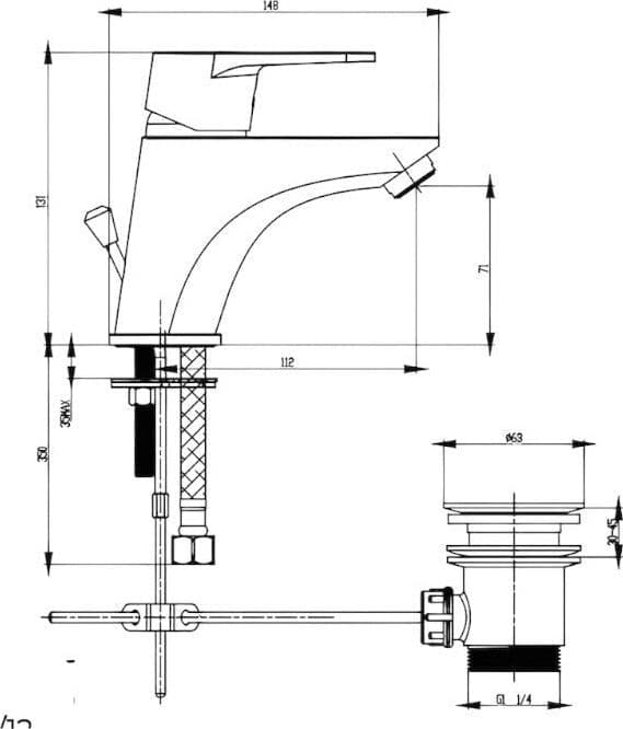 Miscelatore lavabo moderno completo - 2