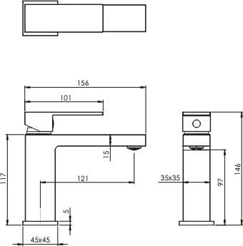 Miscelatore lavabo quadrato in ottone cromato - 2