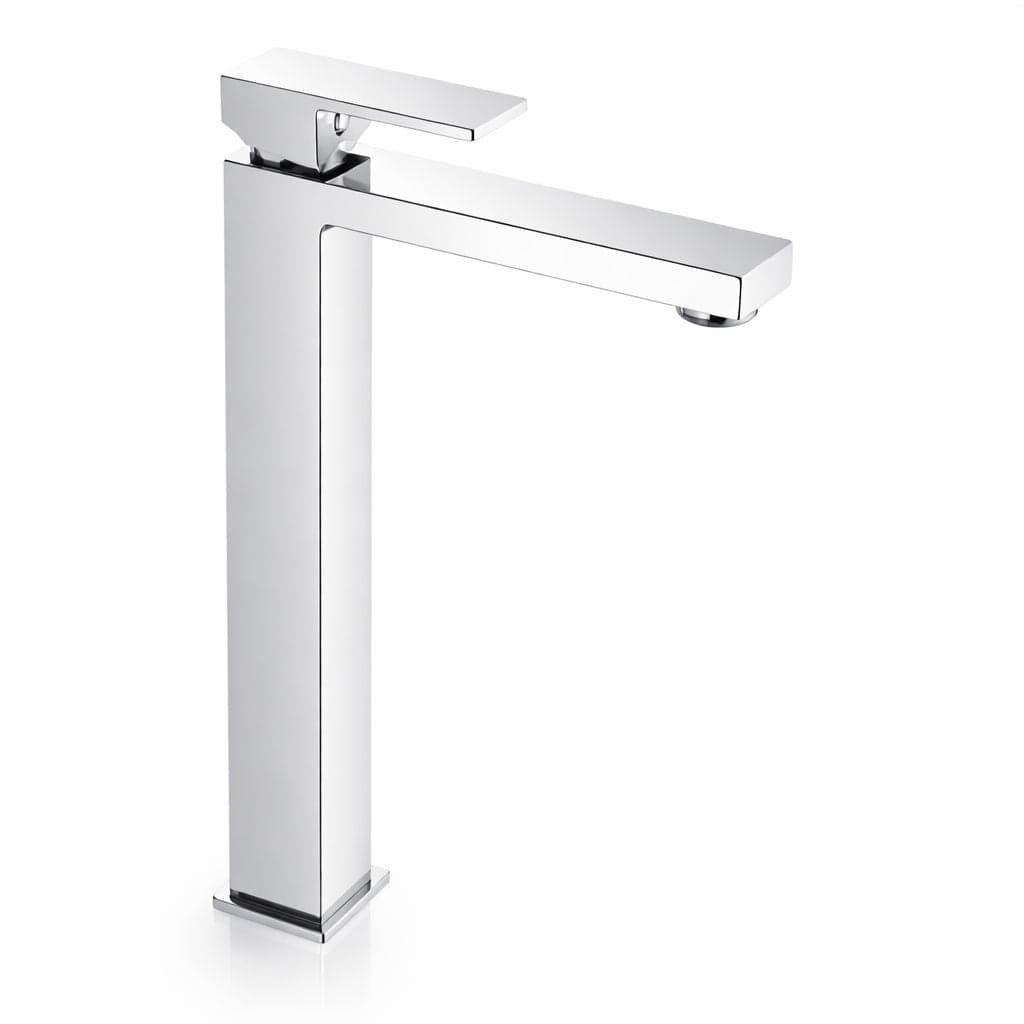 Miscelatore lavabo stile quadrato alto per lavandini appoggio