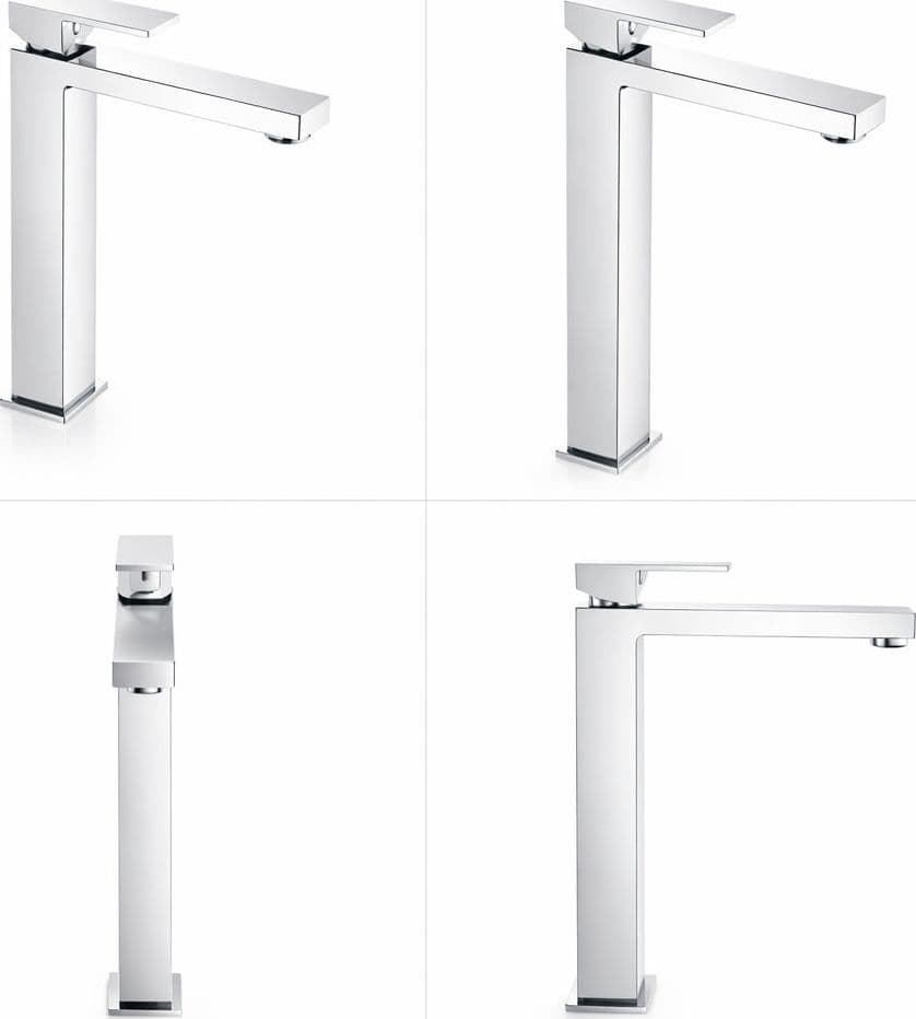 Miscelatore lavabo stile quadrato alto per lavandini appoggio - 2