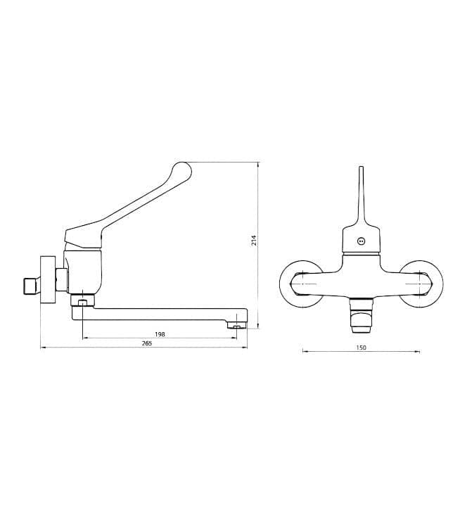 Miscelatore lavello parete leva clinica completo - 2