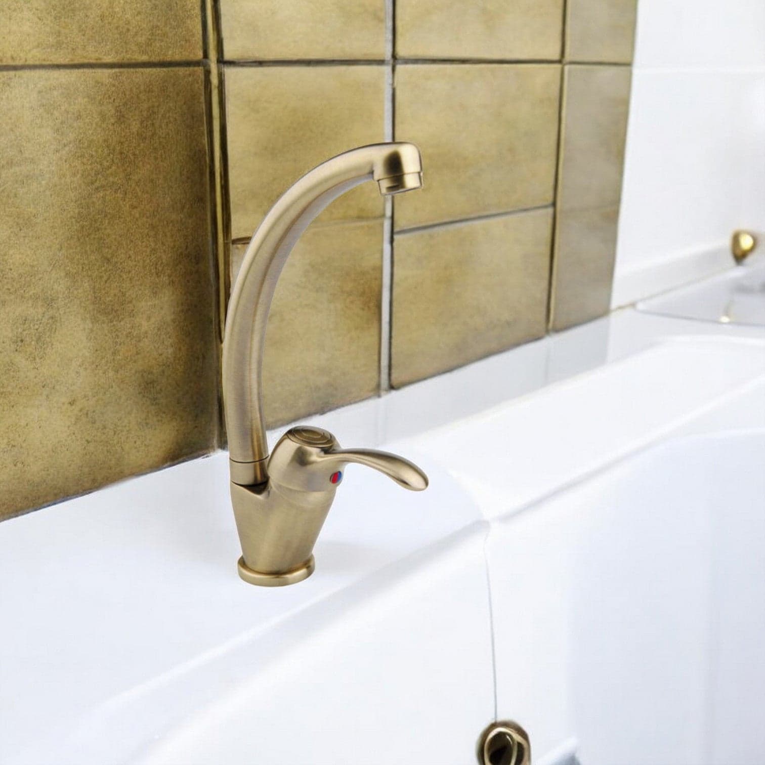 Miscelatore per bagno o cucina bronzato completo con canna alta - 2