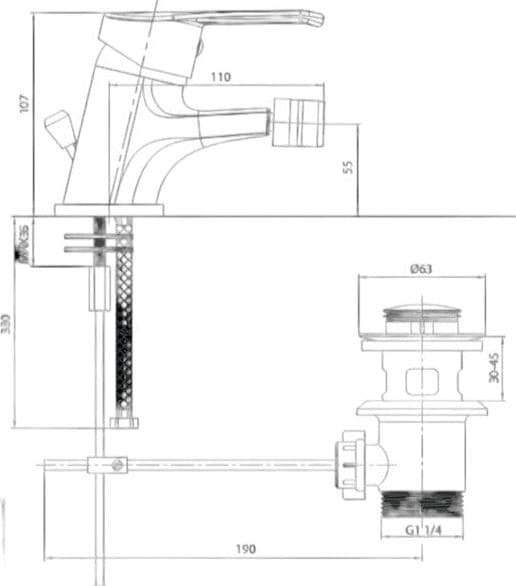 Miscelatore per bidet universale completo di piletta - 3