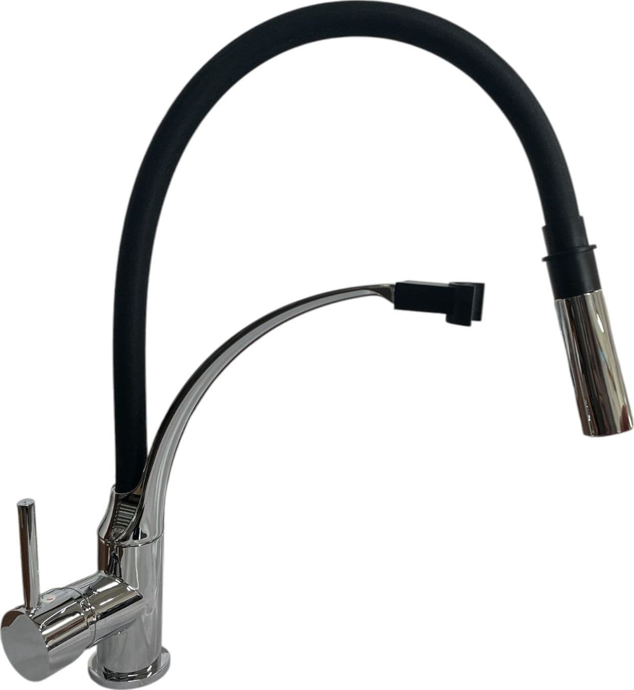 Miscelatore per cucina con doccia estraibile 2 getti, cromato con tubo nero - 6