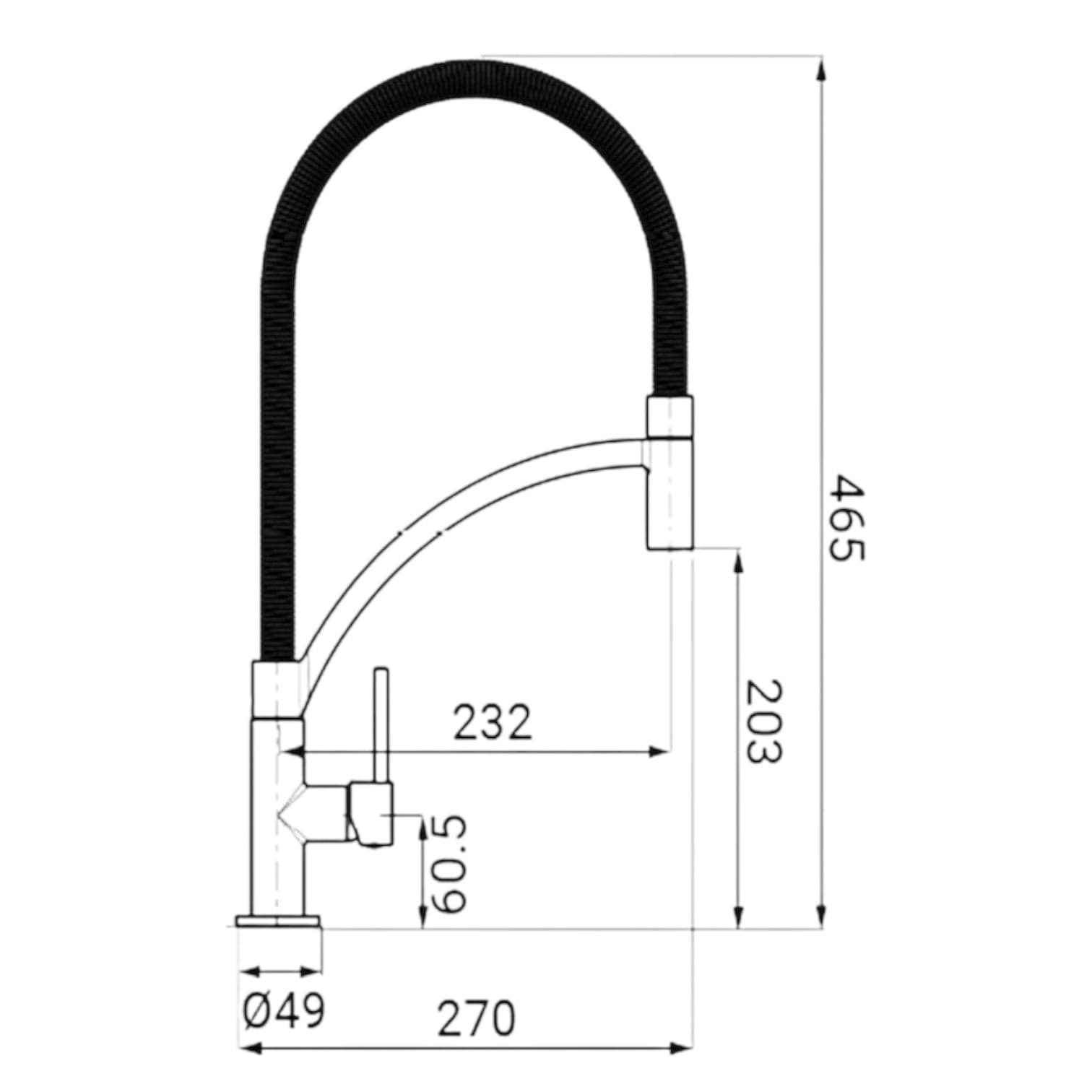 Miscelatore per cucina in ottone cromato con doccia estraibile e tubo in iacciaio inox - 3
