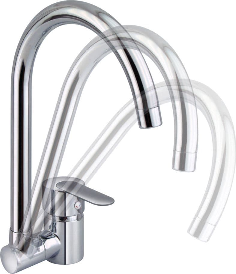 Miscelatore per cucina in ottone cromato, con canna abbattibile sottofinestra laterale - 4