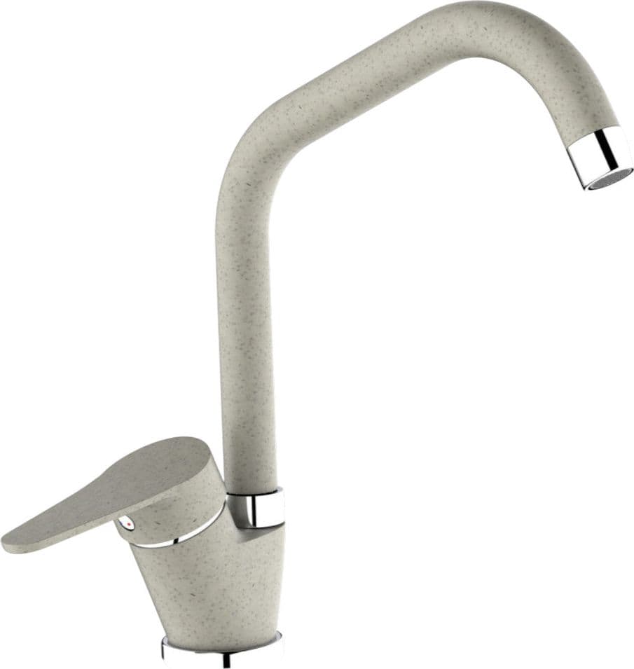 Miscelatore per cucina in ottone effetto avena granito beige, canna a ponte