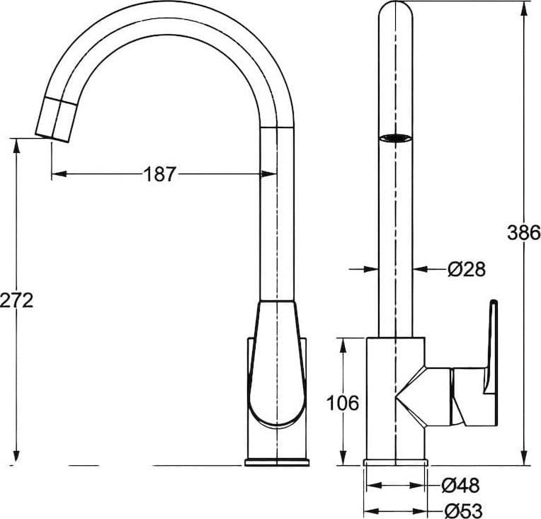 Miscelatore per lavello canna ponte completo moderno - 2