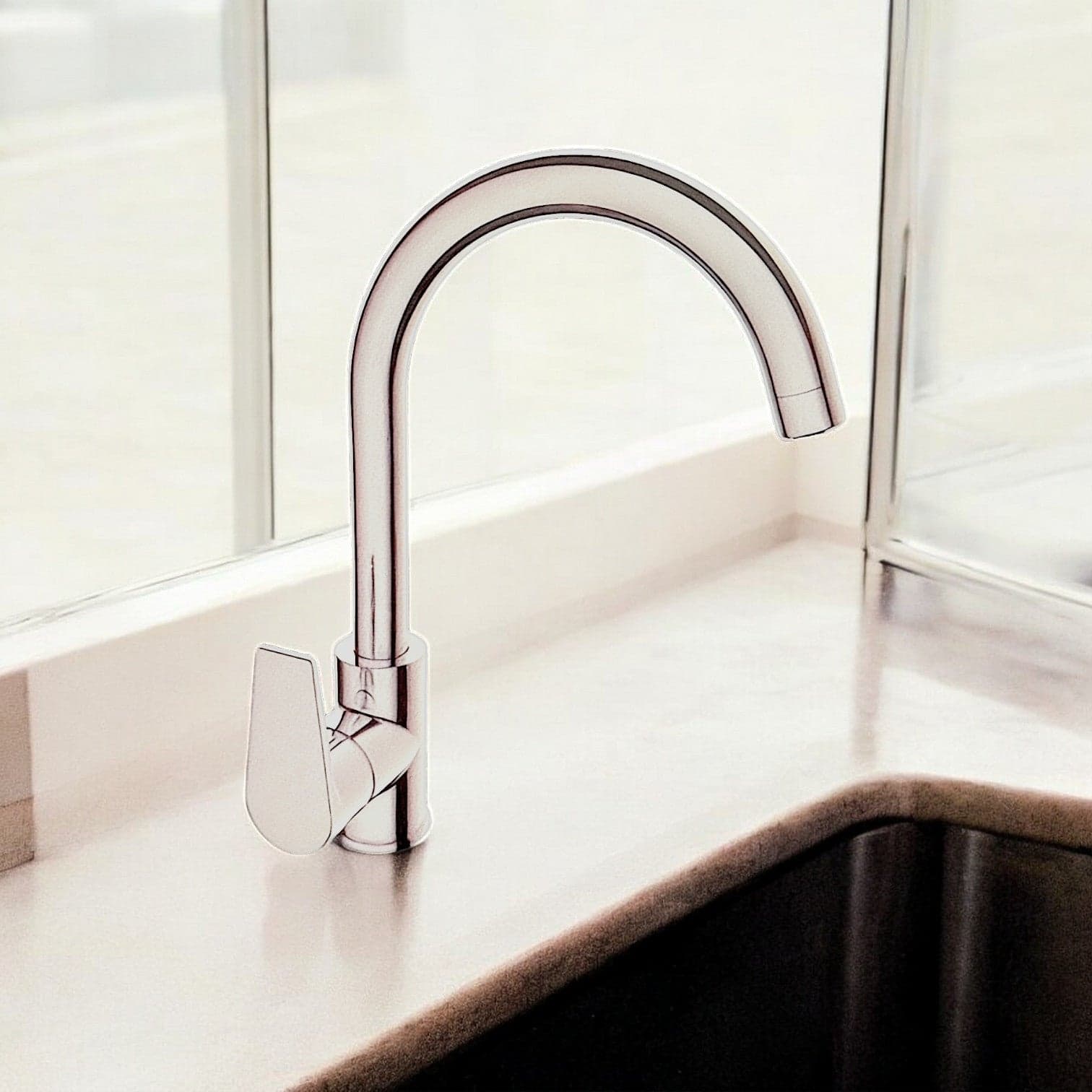 Miscelatore per lavello canna ponte completo moderno - 3