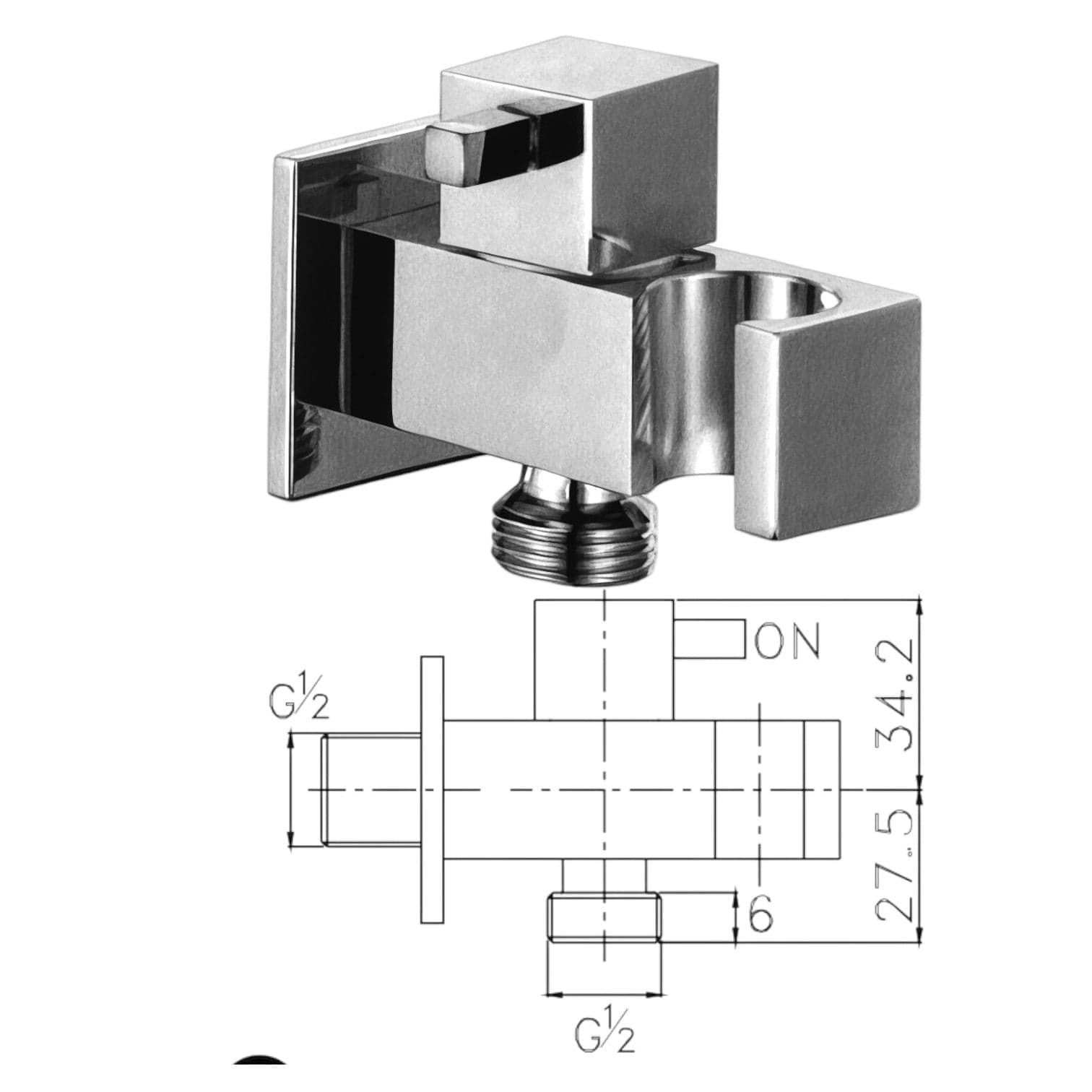 Presa acqua quadrata con supporto doccia e rubinetto - 2