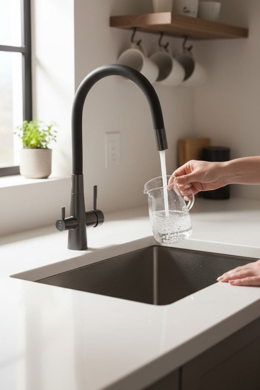 Rubinetto Cucina con Filtro Acqua | Antrarice Spazzolato, Doppia Leva, Canna Flessibile e Design Moderno - 4
