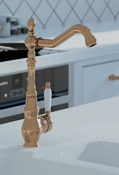 Rubinetto cucina monocomando ramato con bocca a L girevole – aeratore e design elegante - 3