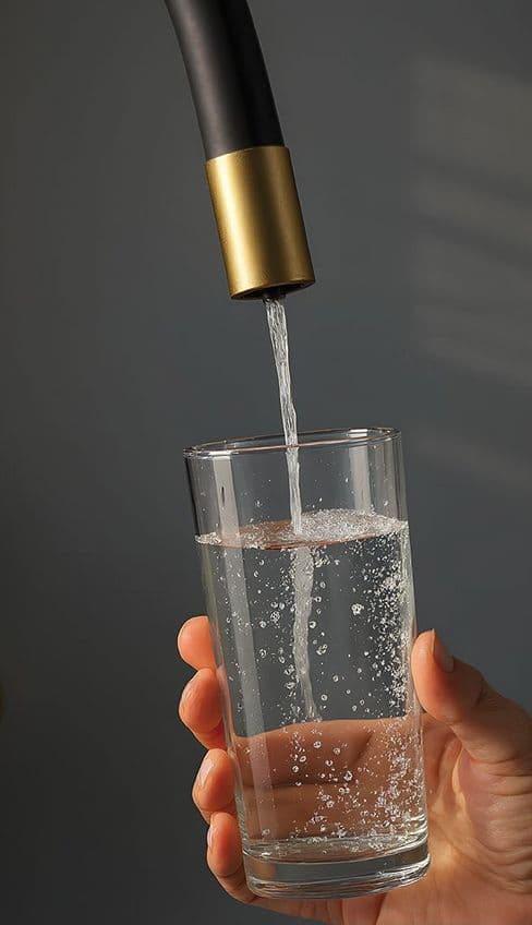 Rubinetto cucina oro spazzolato e nero con attacco filtro acqua e beccuccio flessibile a U - 3