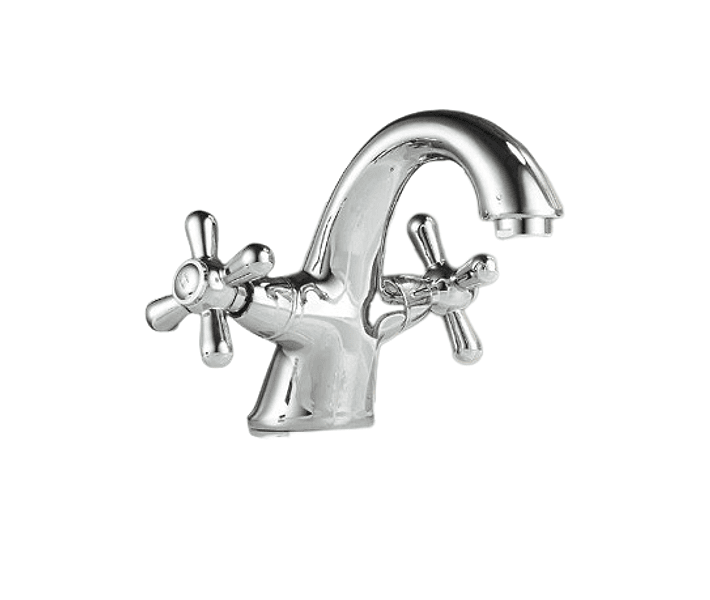 Rubinetto lavabo vintage maniglie a stella cromato - 4