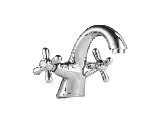 Rubinetto lavabo vintage maniglie a stella cromato - 4