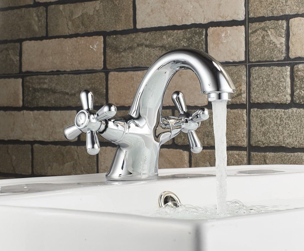 Rubinetto lavabo vintage maniglie a stella cromato - 2