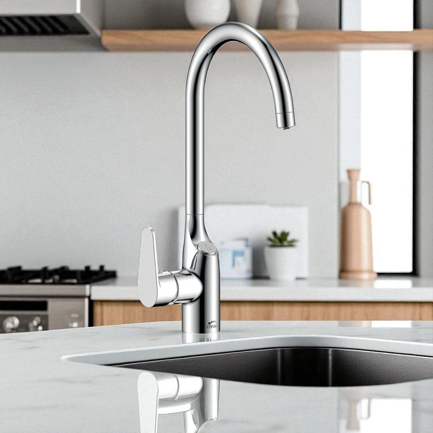 Rubinetto Lavello con Filtro Acqua | Beccuccio a U 360°, Cromato o Nero, Acqua Filtrata Direttamente dal Rubinetto - 2