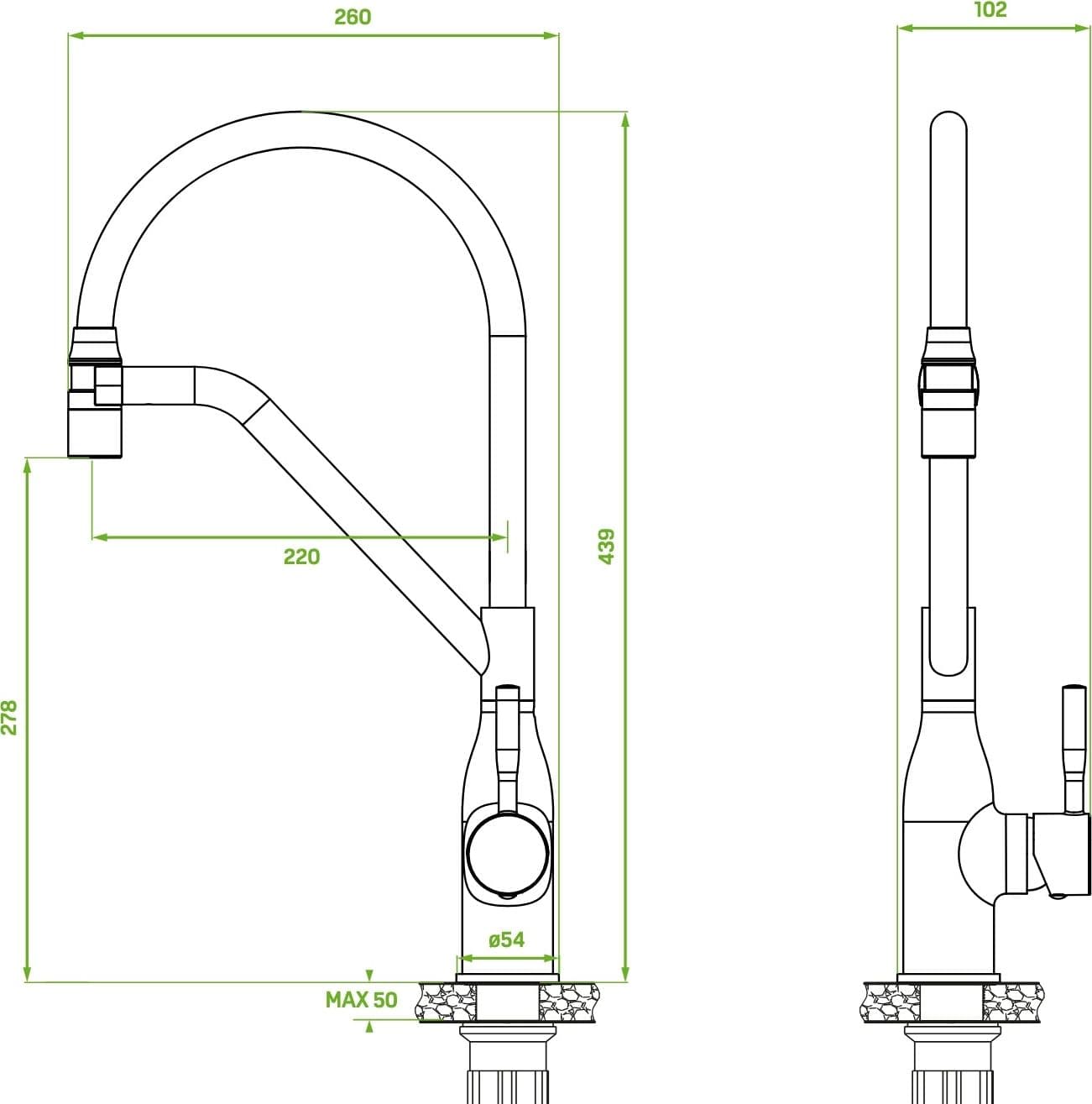 Rubinetto Lavello Cromato| Beccuccio Flessibile a U, Design Moderno e Risparmio Idrico - 3