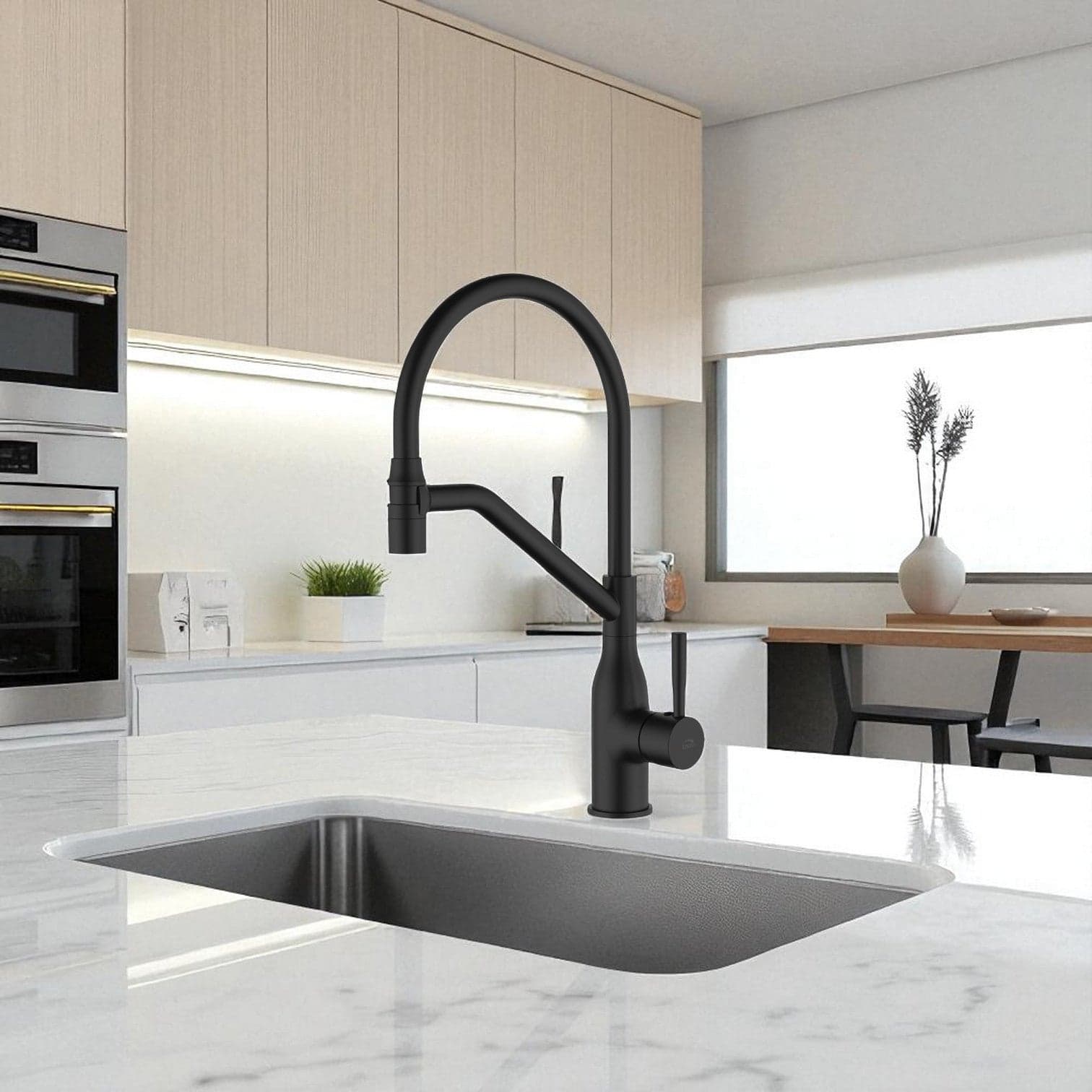 Rubinetto Lavello Nero | Beccuccio Flessibile a U, Design Moderno ed Ecologico - 2