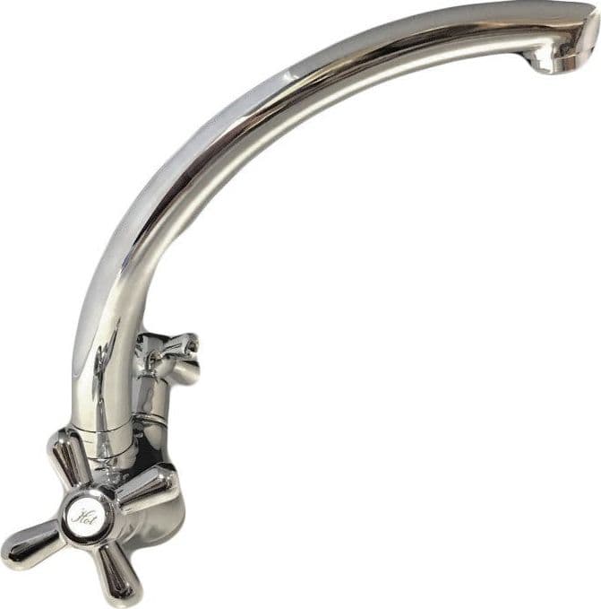 Rubinetto per cucina con canna alta, stile vintage, in ottone pesante