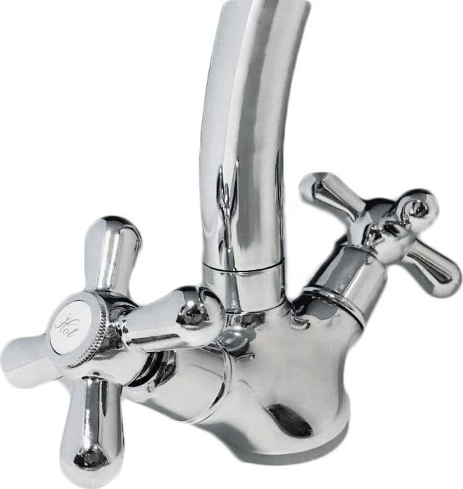 Rubinetto per cucina con canna alta, stile vintage, in ottone pesante - 2