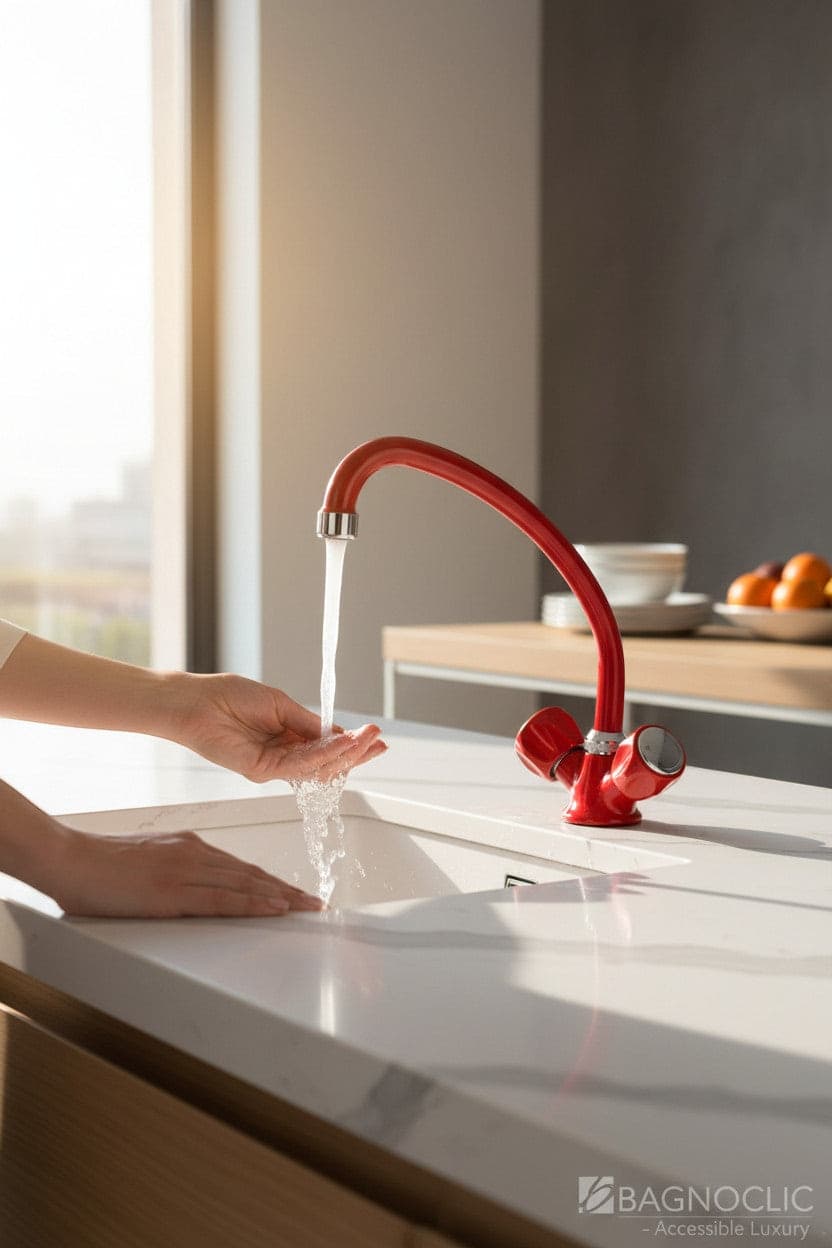 Rubinetto per cucina vintage rosso design - 4