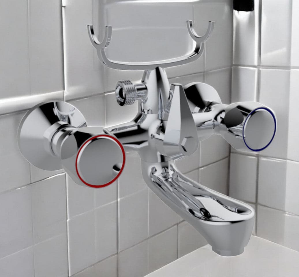 Rubinetto vasca cromato con maniglie tonde - 2