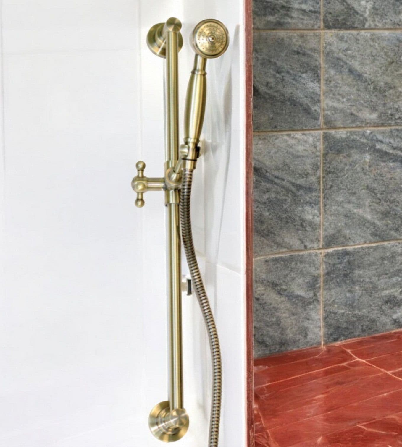Saliscendi in ottone bronzato completo vintage - 3