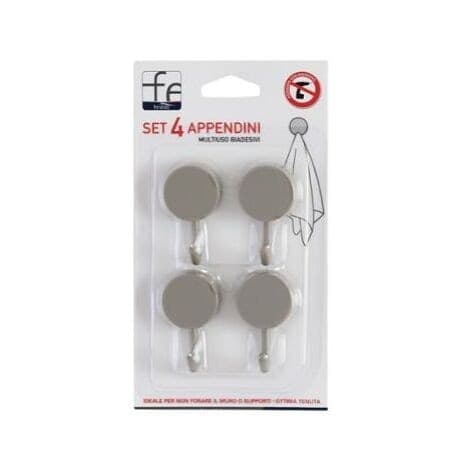 Set 4 appendini multiuso biadesivi in plastica grigia - 3