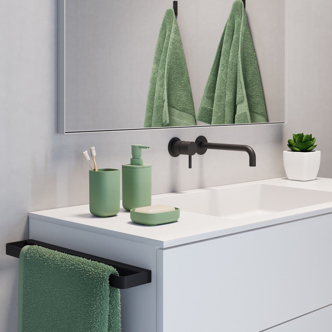 Set accessori bagno verde cactus - 2