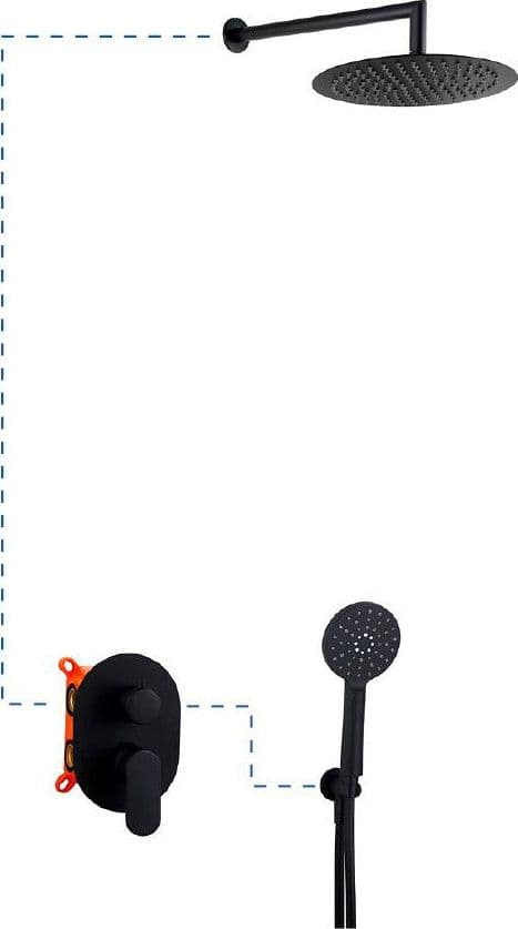 Set doccia completo colore nero opaco, design tondo