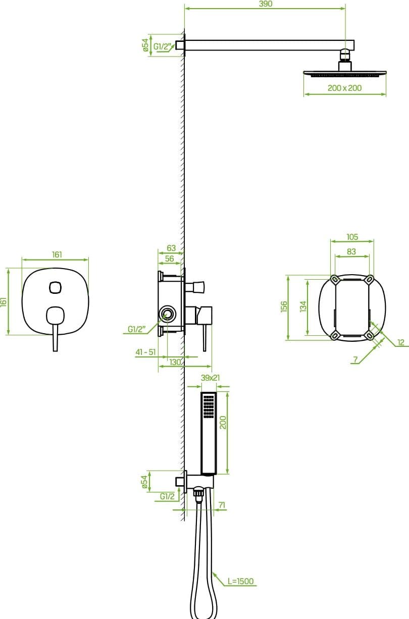 Set doccia completo di miscelatore incasso soffione e doccetta - 4