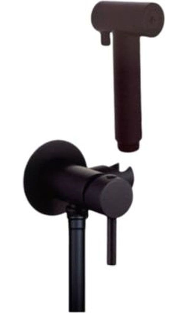 Set doccia idroscopino nero opaco in ottone con presa acqua e miscelatore - 4