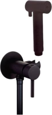 Set doccia idroscopino nero opaco in ottone con presa acqua e miscelatore - 4