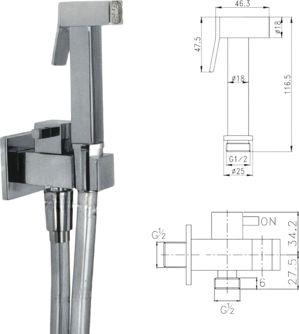 Set doccia per wc con rubinetto set completo - 2