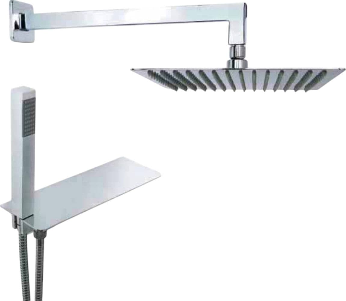 Set doccia quadrato con mensola, sistema completo