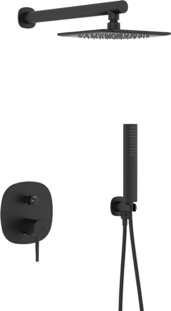 Set doccia – nero opaco, soffione, braccio doccia e miscelatore doccia
