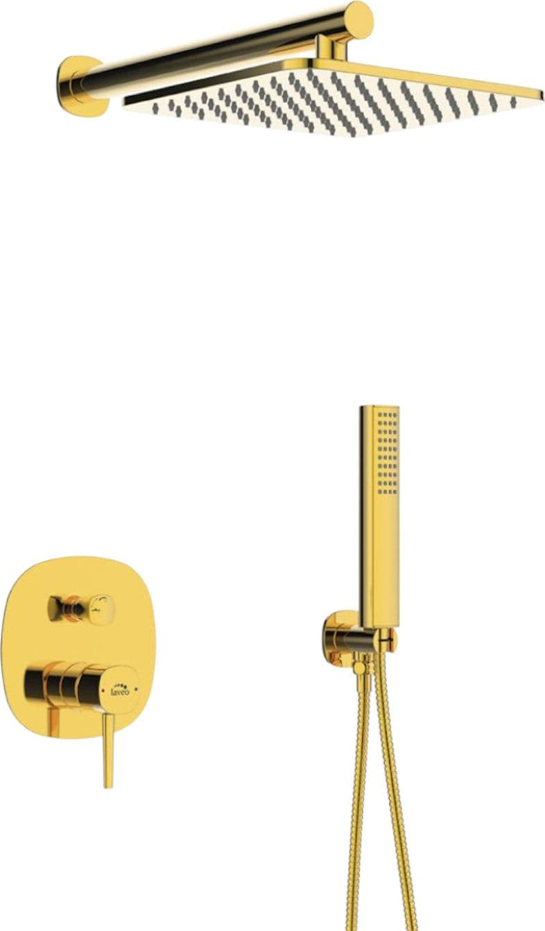 Set doccia – oro lucido, soffione, braccio doccie e miscelatore
