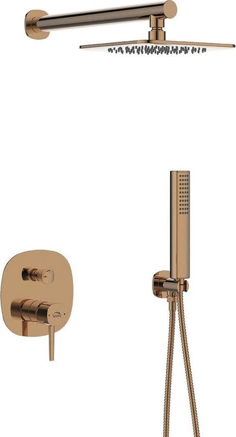 Set doccia – oro rosa , soffione, miscelatore incasso e braccio doccia