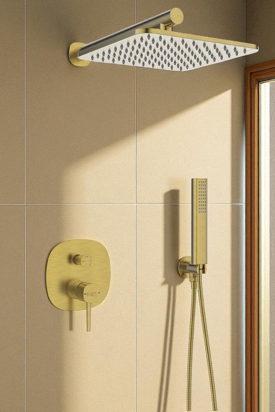 Set doccia – oro spazzolato, soffione, bocca e sistema anticalcare - 2