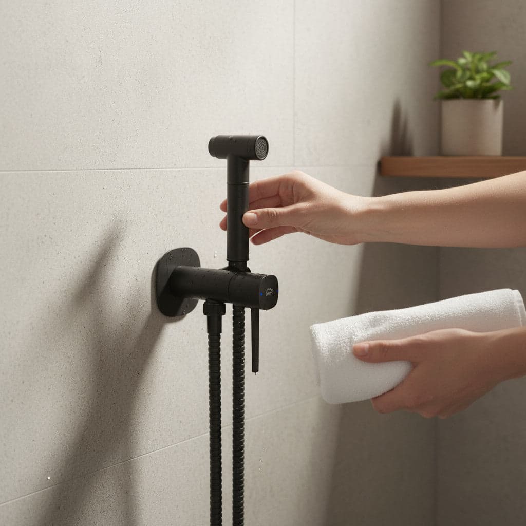 Set idroscopino bidet a incasso nera opaca con doccetta bidet – moderna, salvaspazio ed elegante - 2